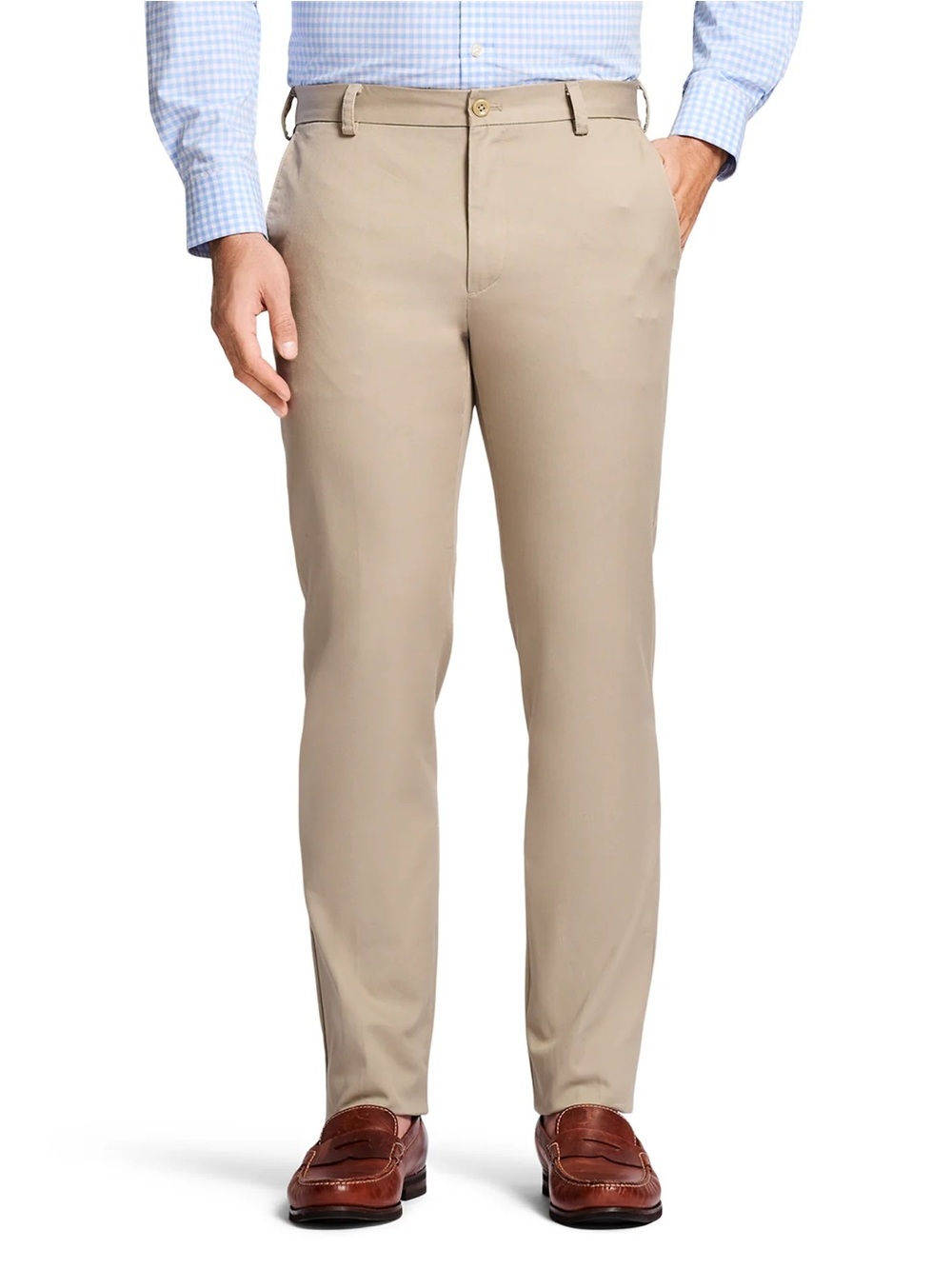 Izod Men's Classic Straight Flat-Front Dress Pants in Khaki 36x32